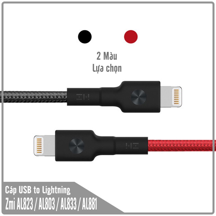 Cáp Lightning ZMi dây dù đạt chuẩn MFi siêu bền AL823 ( 30cm) / AL803 (100cm) / AL833 (200cm) / AL881 (200cm)