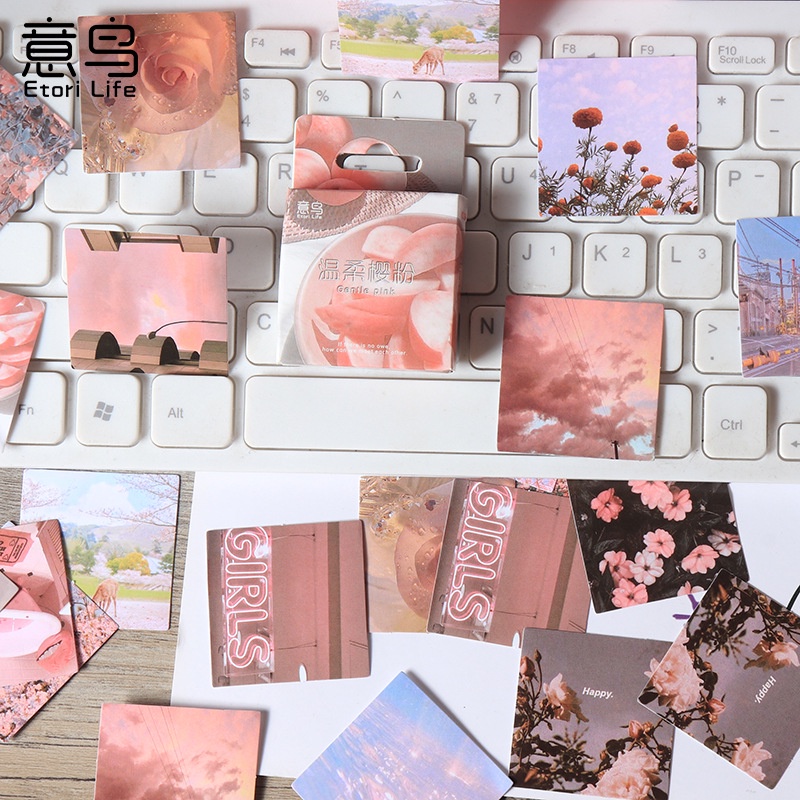 Bộ 46 Miếng Dán Trang Trí Sổ Tay/Nhật Ký Hình Bột Cherry Dễ Thương DIY