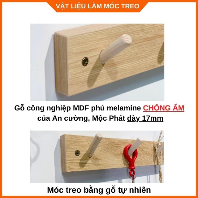 Móc gỗ treo quần áo, phụ kiện dán hoặc khoan tường gỗ MDF lõi xanh CHỐNG ẨM- BENRI SHOP