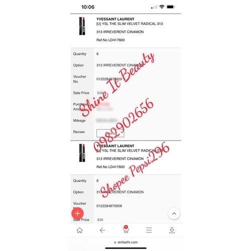 Son YSL SLIM màu 313 314 302 307 301 305 chính hãng có bill