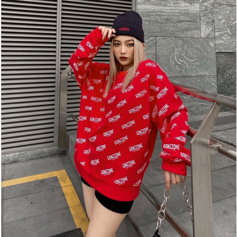 áo sweater form rộng mùa đông sweater gozzone - màu đỏ