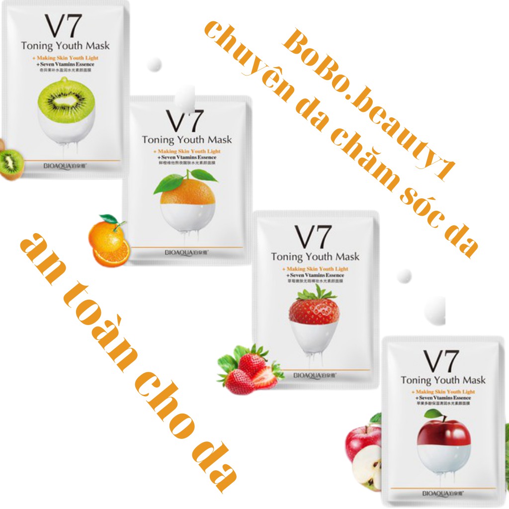 Mặt nạ giấy dưỡng trắng da cấp ẩm nước hoa quả da dầu mụn V7 BIOAQUA nội địa Trung | BigBuy360 - bigbuy360.vn