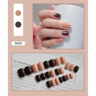 [Hàng mới về] Set 24 móng tay giả màu nude cà phê R029