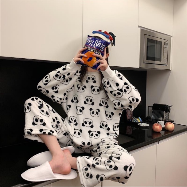 Đồ Ngủ Cặp Đôi Dễ Thương Mùa Đông Dày Flannel Ulzzang Sy017