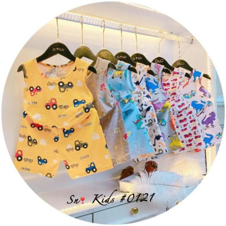 Set bộ ba lỗ hè in hình mini toàn thân cho bé chất cotton xuất dư siêu mềm