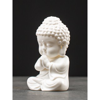 Tượng Như lai size nhỏ bằng gốm sứ trắng cao cấp, tượng gốm mini nhiều màu trang trí phong thủy, bàn làm việc, khay trà