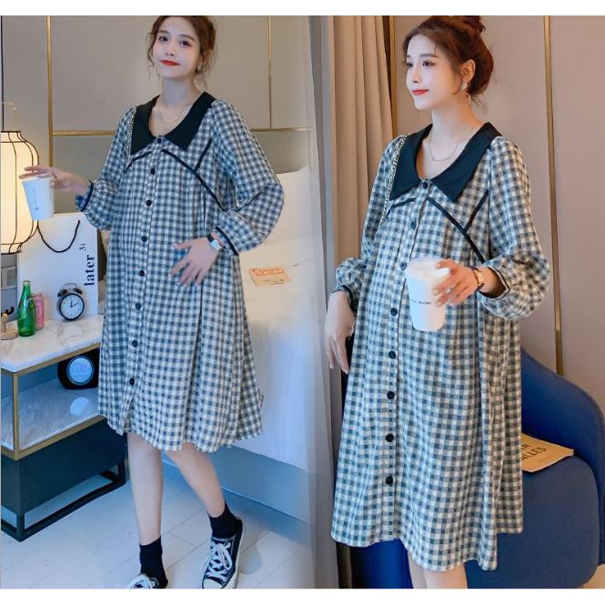 Váy Bầu, Đầm Bầu Công Sở, Dự Tiệc Azuno AZ1010 Chất Liệu Thô Đũi Cao Cấp Mẫu Mới Thu Đông 2020