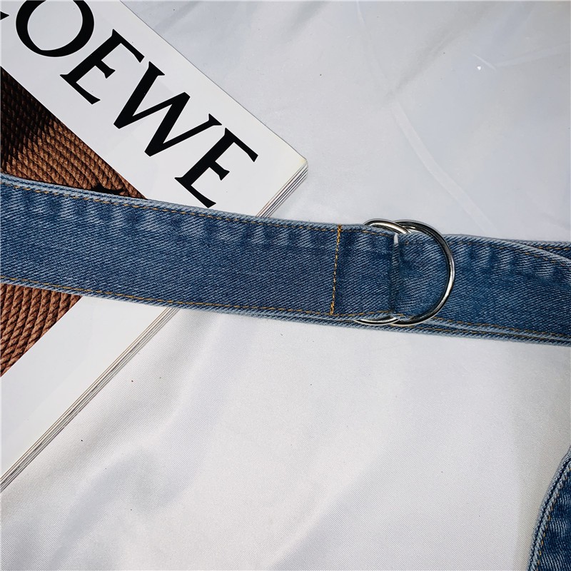 Asanteless / Light Blue Denim Belt Female Summer Minimalist Versions Long T Dress Lumbar Shirt Cloth Belt