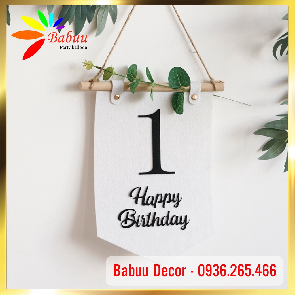 Cờ in số tuổi trang trí sinh nhật phong cách hàn quốc