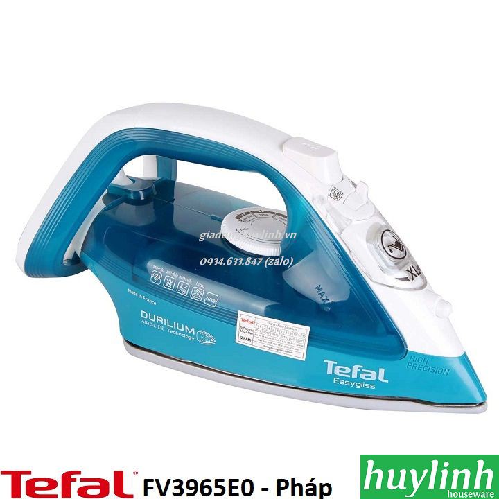 [Mã ELHAMS5 giảm 6% đơn 300K] Bàn là ủi hơi nước Tefal FV3965E0 - 2400W - Made in Pháp