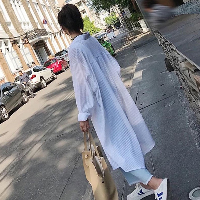 Áo Khoác Dáng Dài Qua Gối Tay Dài Chống Nắng Thời Trang Mùa Hè 2022 Dành Cho Nữ