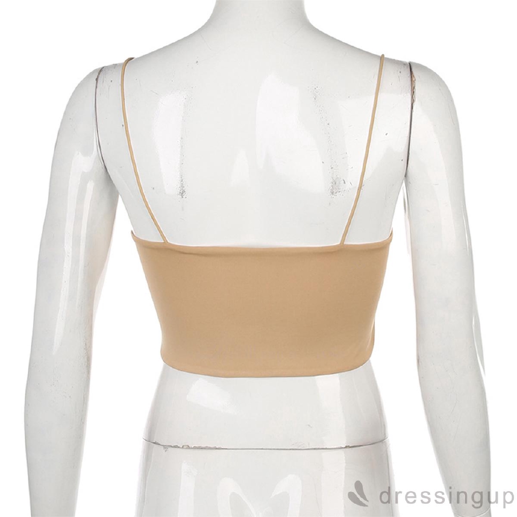 Áo croptop hai dây màu trơn thời trang mùa hè cho nữ