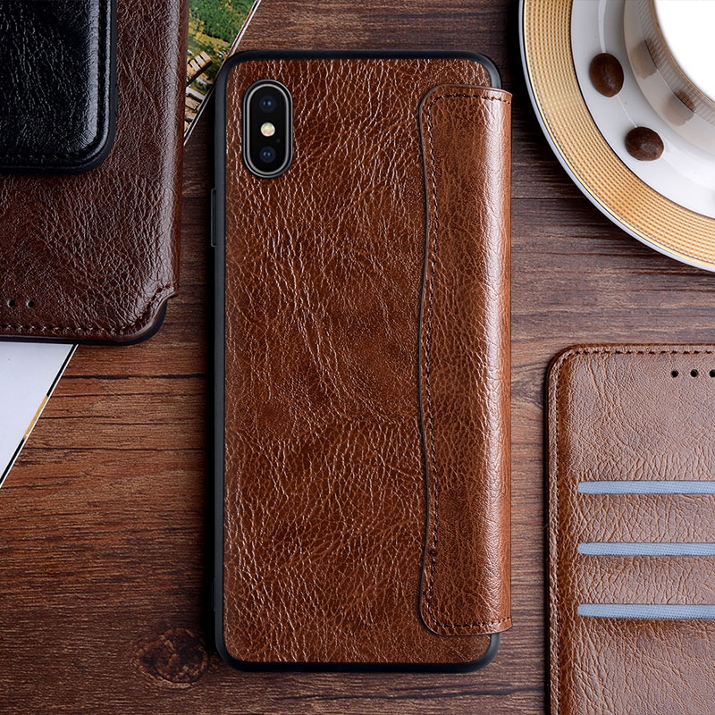 Sang Trọng Bao Da Điện Thoại Nắp Gập Từ Tính Không Có Giá Đỡ Cho Iphone 6 6s Xs Xr Xs Max 7 8 Plus