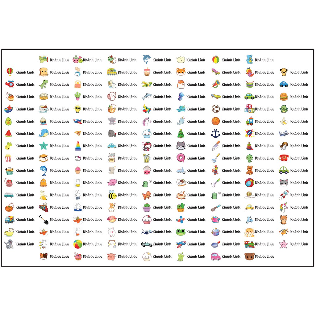 Com bo 150 Sticker tên bé