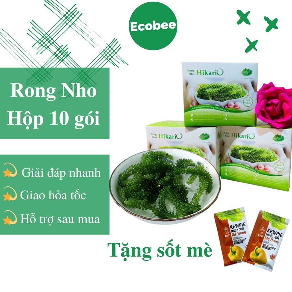 Rong nho chính hãng Hikario Hộp 280gr không mặn có tặng Sốt Mè - Ecobee