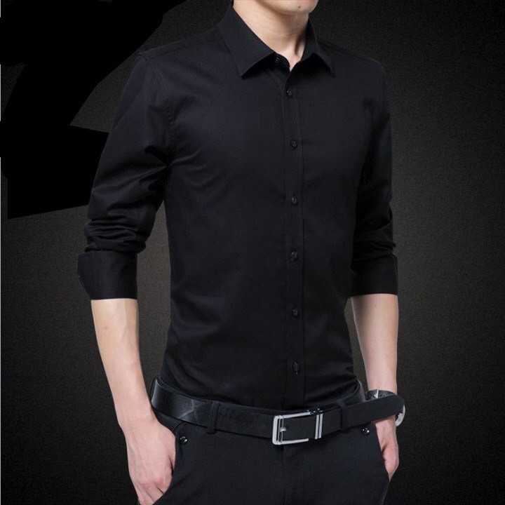 Áo Sơ Mi Tay Dài Trơn Unisex Cho Nam Vải Lụa Hàn Đẹp Và Thoáng Mát | BigBuy360 - bigbuy360.vn