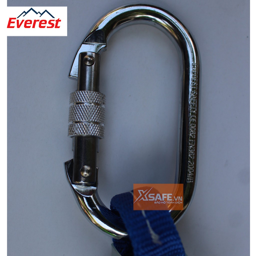 Dây an toàn toàn thân Everest 2 móc thép có chống sốc (khóa bấm) Dây đai an toàn toàn thân 2 móc chính hãng