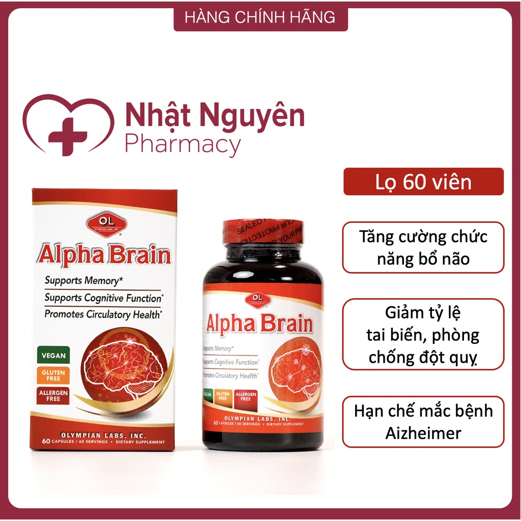 ALPHA BRAIN Olympian Labs -  Viên uống bổ não và phòng chống đột quỵ
