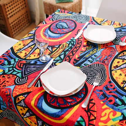Vải cotton Lanh In Họa Tiết Thổ Cẩm Phong Cách Bohemian Dùng May Rèm / Khăn Trải Bàn diy