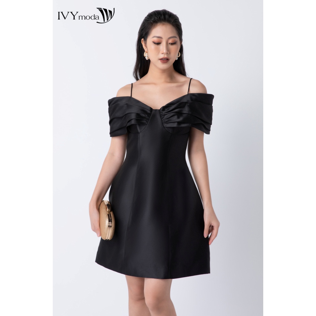 Đầm ôm vai xếp IVY moda MS 45S2602