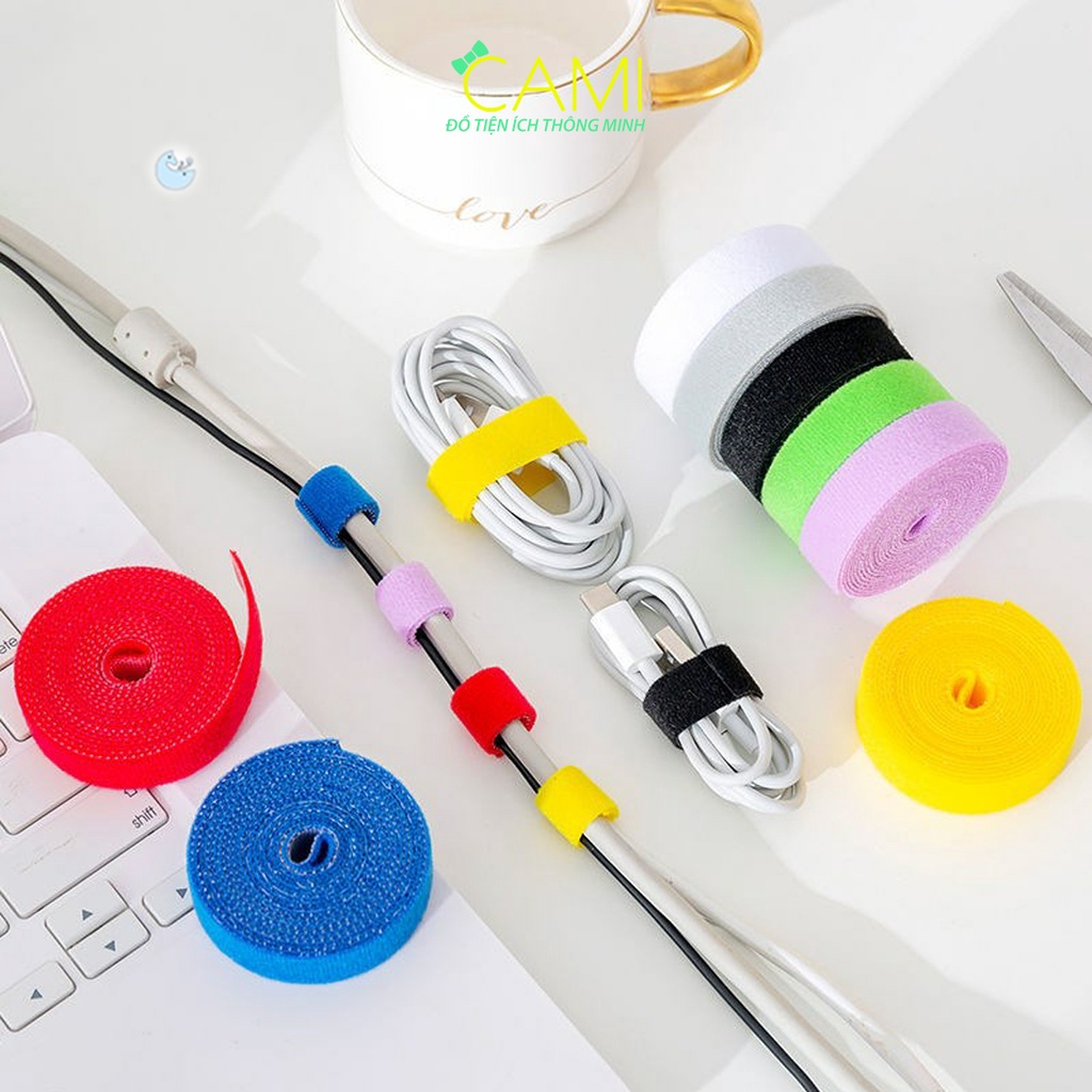 Dây dán tự dính 2 mặt Velcro giúp buộc gọn dây cáp dây điện tiện dụng_Cami_CMPK183