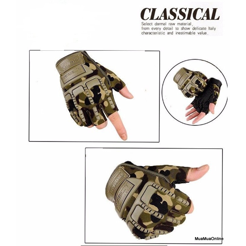 Găng Tay Mpact Mechanix Hở Ngón Kẻ Sọc Tròn Cao Cấp