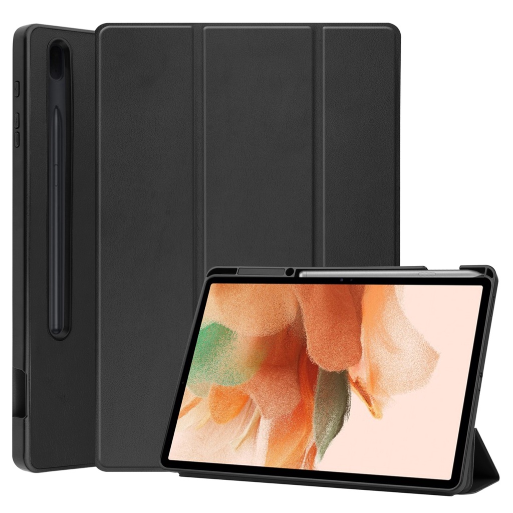 Bao Da Máy Tính Bảng Bằng TPU Màu Trơn Có Chức Năng Ngủ & Ngăn Đựng Bút 3 Ngăn Cho Samsung Galaxy Tab S7 Lite T730 / T735 / Tab S7 FE T736
