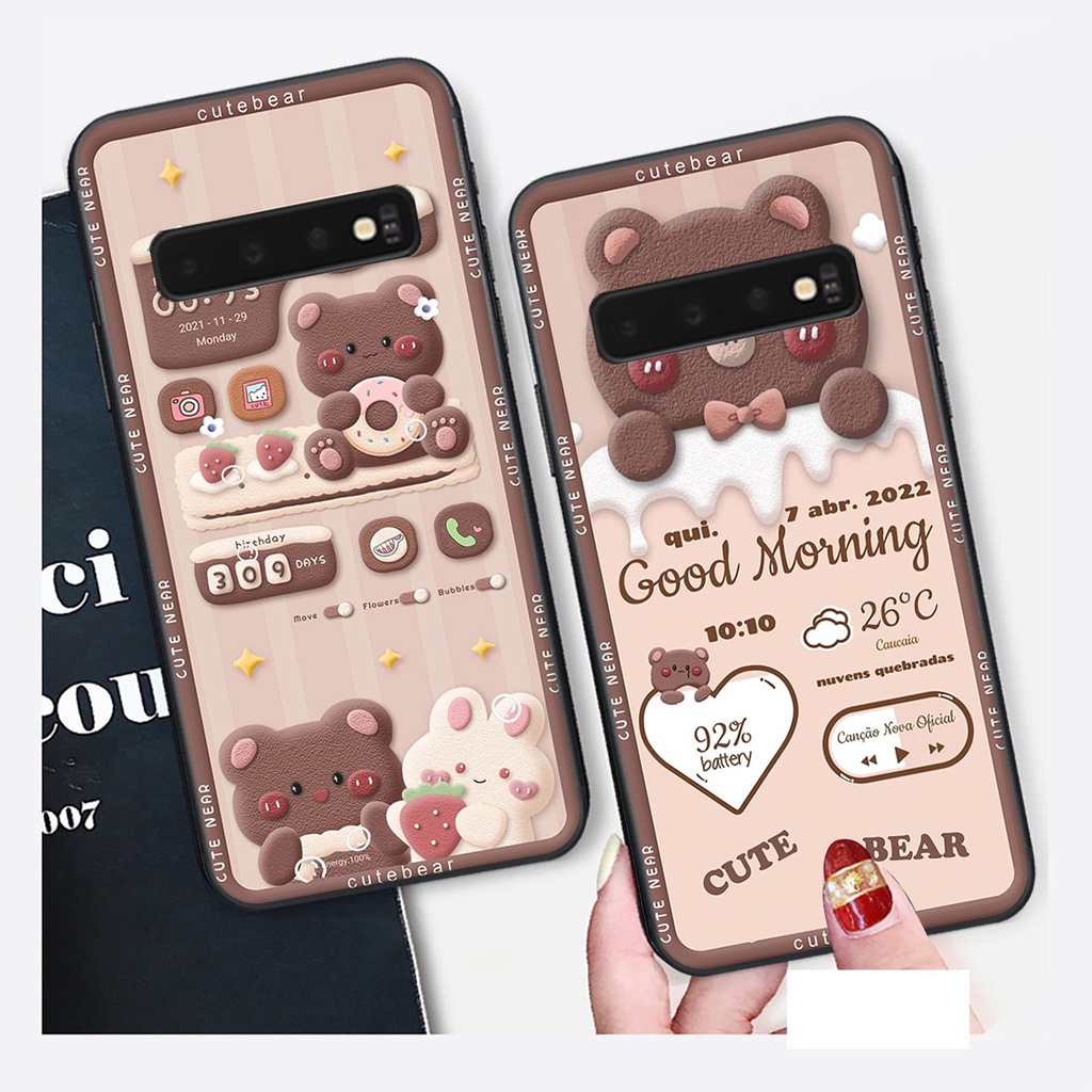 Ốp lưng Samsung Galaxy S10 / S10 PLUS / S10 5G in hình Gấu nâu - hồng, Gấu Be@rick  cực CUTE, DỄ THƯƠNG