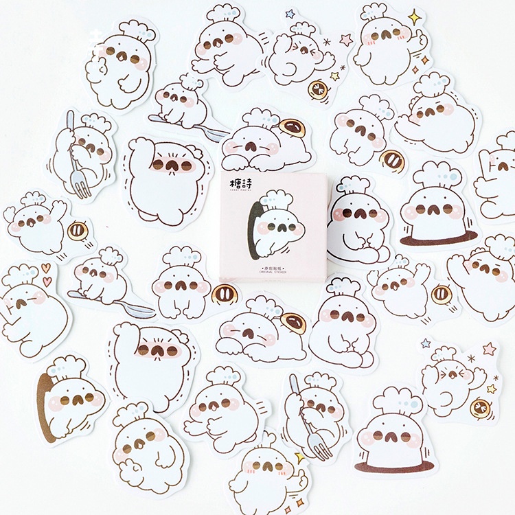 Sticker chủ đề Đầu Bếp Dễ Thương - Hộp 45 miếng dán trang trí sổ tay Bullet Journal - M055