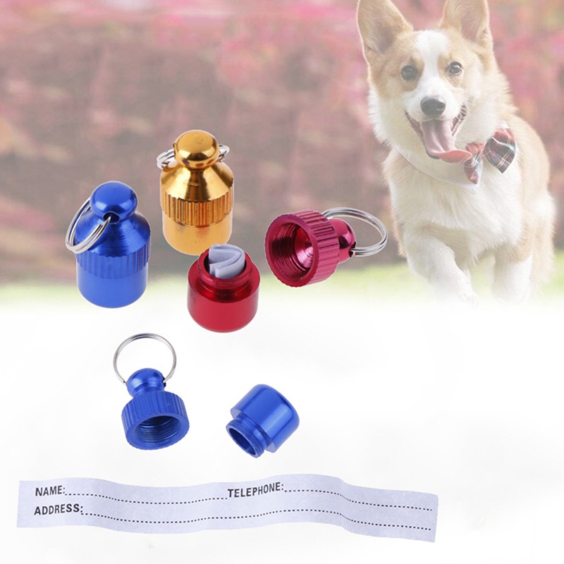 [funnyhouse]Anti-Lost Pet Dog Cat ID Name Address MINI Label Tag Storage Barrel Tube Random thro