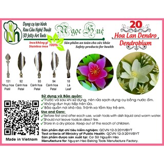 Dụng cụ làm thạch rau câu 3D Ngọc Huệ (bộ 5 kim số 20 - hoa lan denpro)