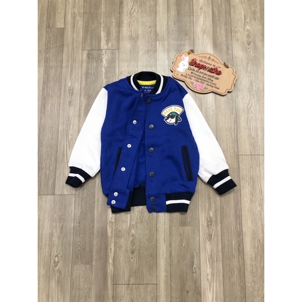 Áo khoác bomber bé trai chất nỉ bông màu xanh coban xuất dư