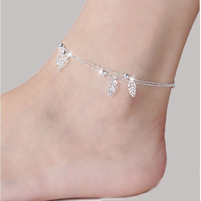 Lắc chân mạ bạc siêu sáng phong cách Hàn Quốc trang sức phụ kiện nam nữ thiết kế sáng tạo
