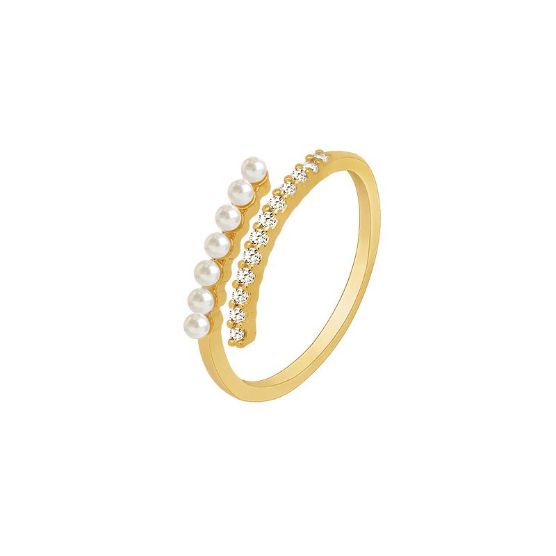 7.Nhẫn đeo ngón trỏ đính ngọc trai giả đơn giản cá tính phong cách Âu Mỹ thời trang cho nữ C43I
