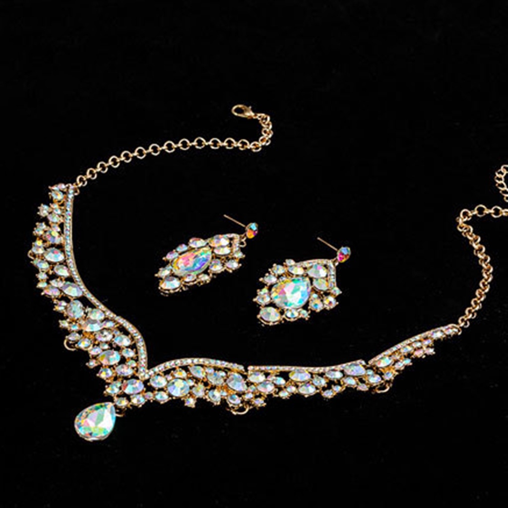 1 Bộ Vòng cổ + Bông Tai Hình Giọt Nước Có Thể Điều Chỉnh Cho Cô Dâu