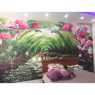 Tranh dán tường 3D tường hoa