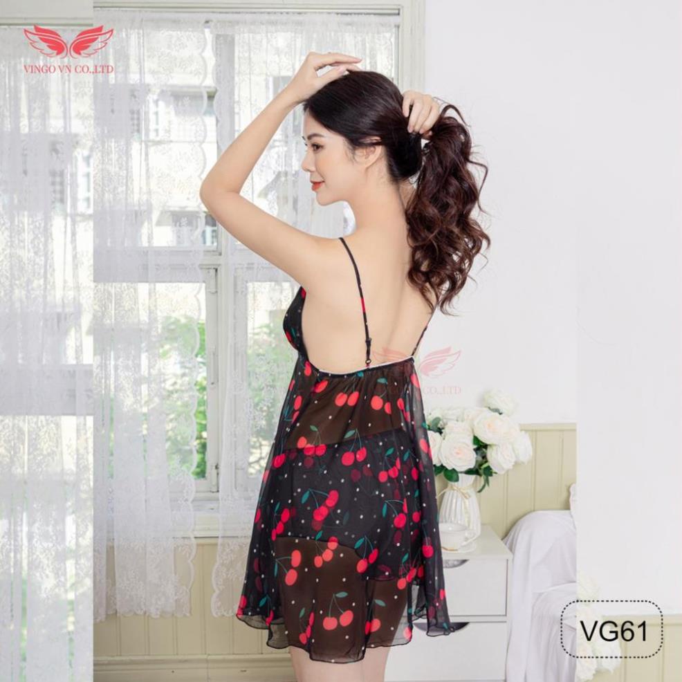 Váy Ngủ Voan Cao Cấp Xuyên Thấu VINGO Họa Tiết Hoa Nhí Gợi Cảm Và Quyến Rũ VG61 Từ VNGO ! %
