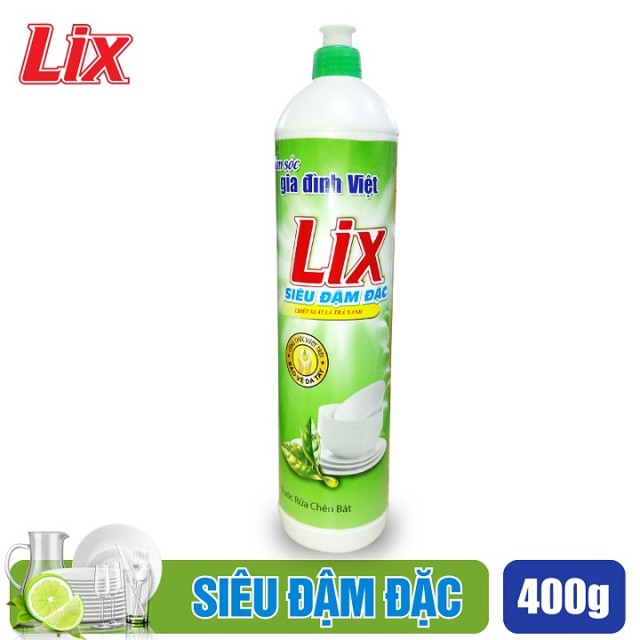 Nước rửa chén Lix siêu đậm đặc trà xanh 400g (TX40T)
