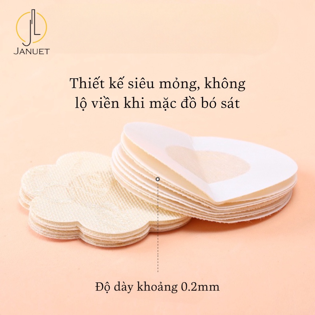 Miếng Dán Ngực Lụa Ren Januet Cao Cấp Siêu Dính Bất Chấp Mồ Hôi, Chống Nước
