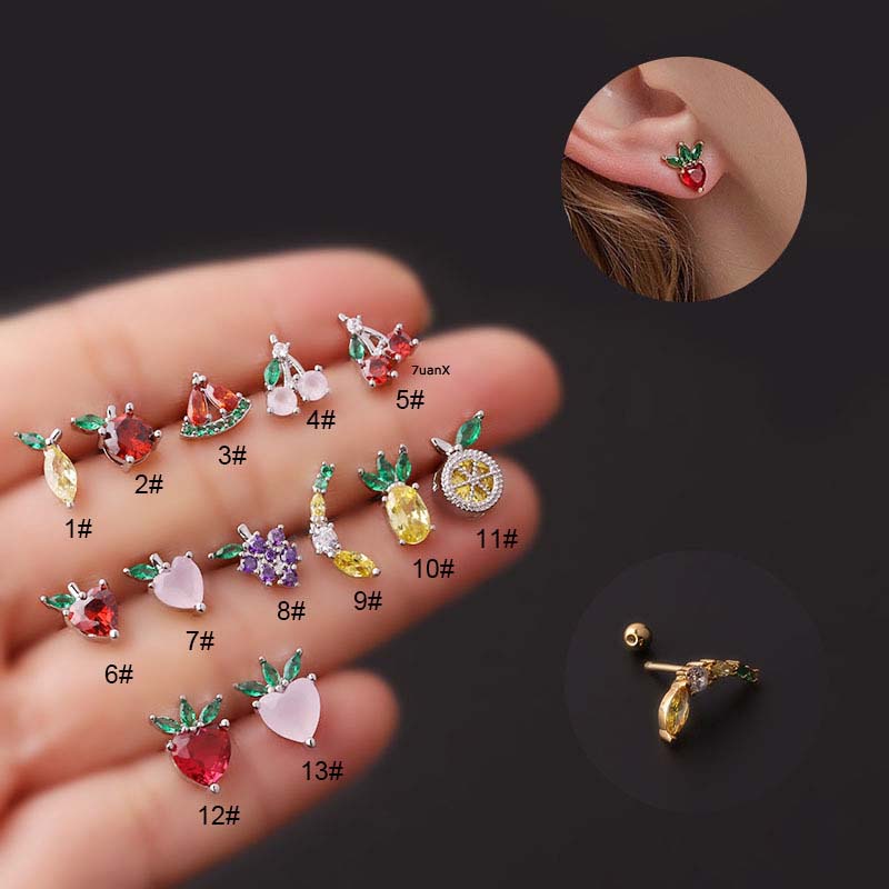 Bông tai hình trái cây bằng thép không gỉ 20g