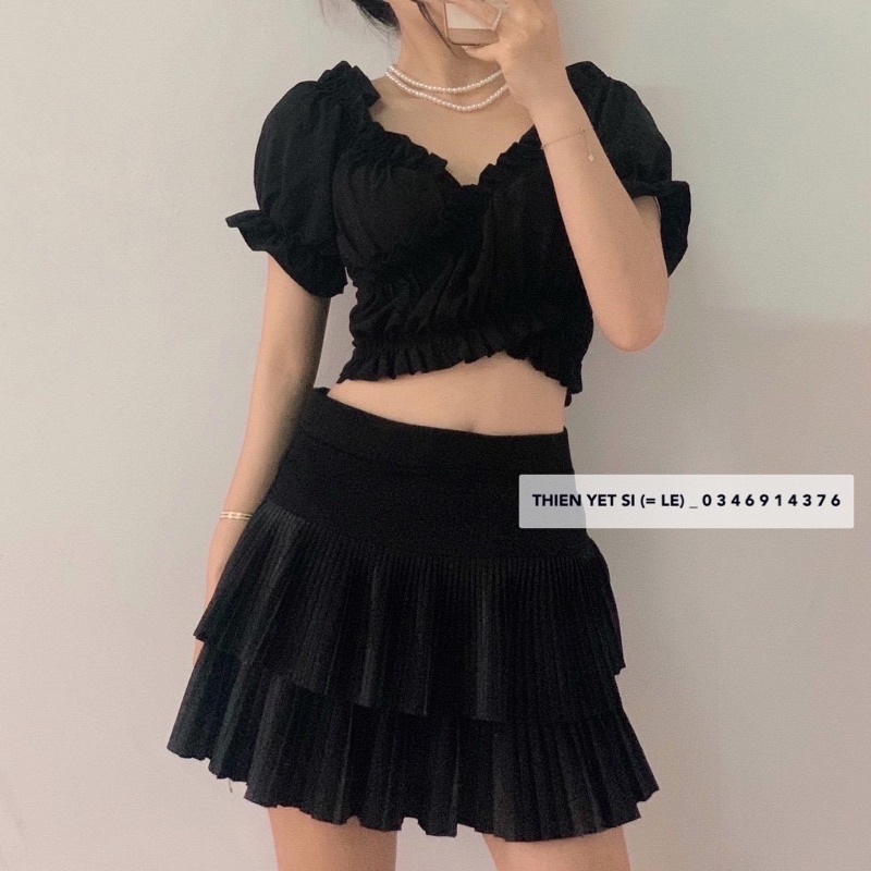 ÁO CROPTOP ĐẮP CHÉO NƠ EO NỮ THIÊN YẾT