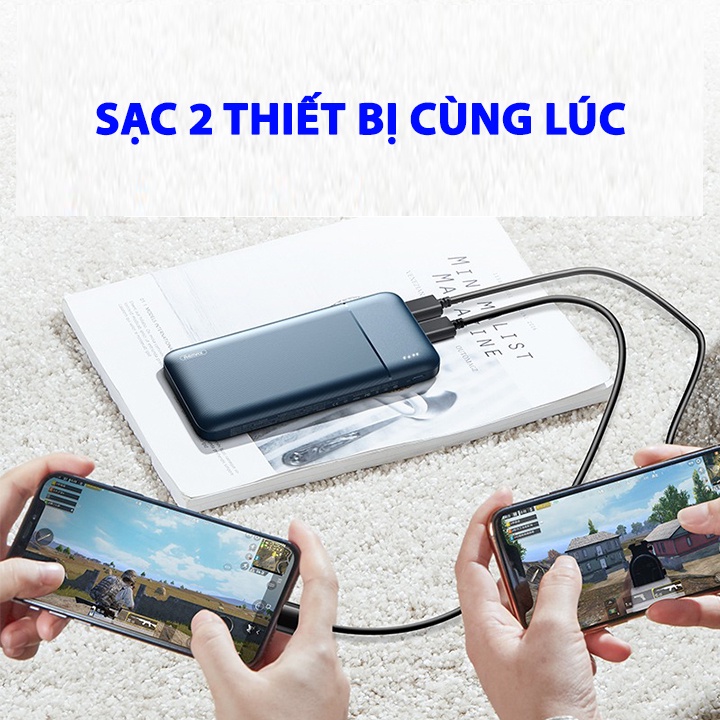 Sạc dự phòng siêu mỏng 10000mAh Remax RPP-96 Lõi Li-Polymer, 2 cổng sạc Input/Output