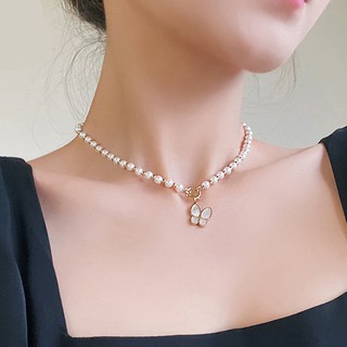 vòng cổ Mặt Hình Bướm Đính Ngọc Trai Sang Trọng Cho Nữ