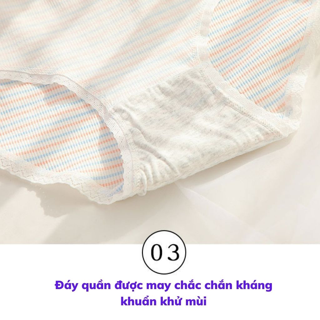 Quần lót nữ cotton dễ thương kháng khuẩn khử mùi , Quần chíp nữ ren viền mềm mại đính nơ sexy và quyến rũ LANIXA L123