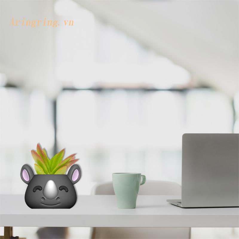 Khuôn Silicone Làm Chậu Hoa / Xi Măng Hình Con Tê Giác