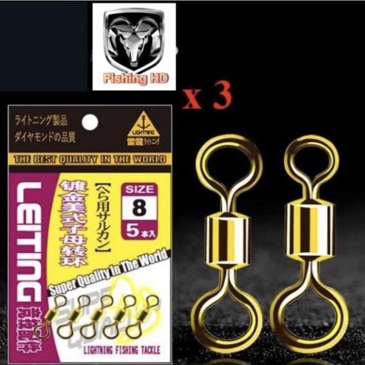 3 Vỉ Khóa Link Hình Số 8 Ma ní Buộc Trục Câu Đài Câu Đơn Chống Xoắn Cao Cấp PK38 đồ câu FISHING_HD