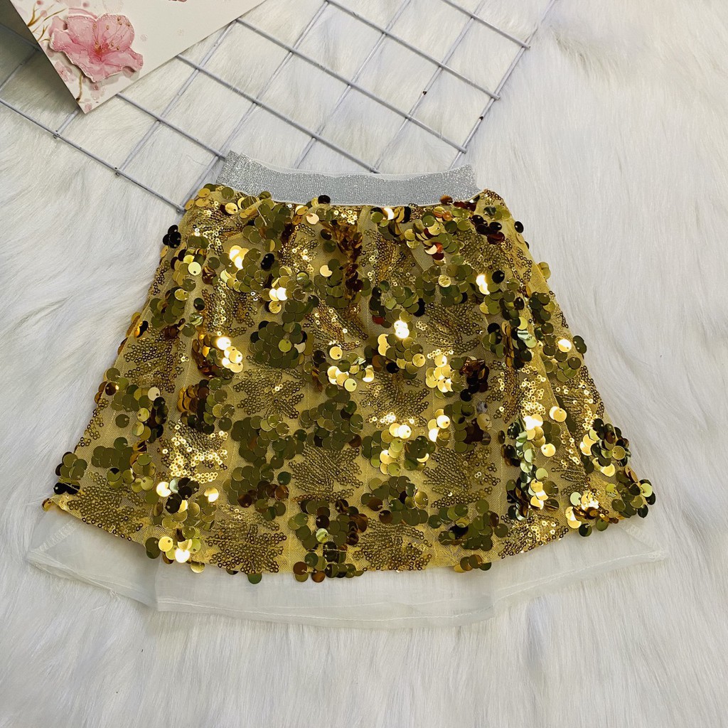 Sét bộ bé gái size 13-21kg chân váy kim sa sành điệu