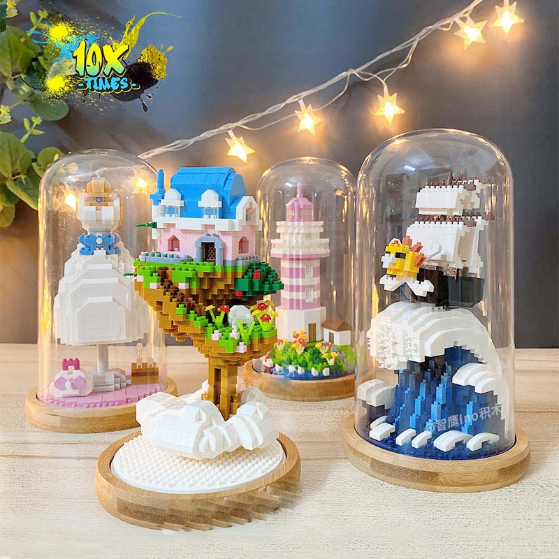 ❁( lồng kính, đèn led ) mô hình lắp ráp 3D thuyền sunny one piece cung điện cổ tích, quà tặng bạn gái trai, sinh nhật