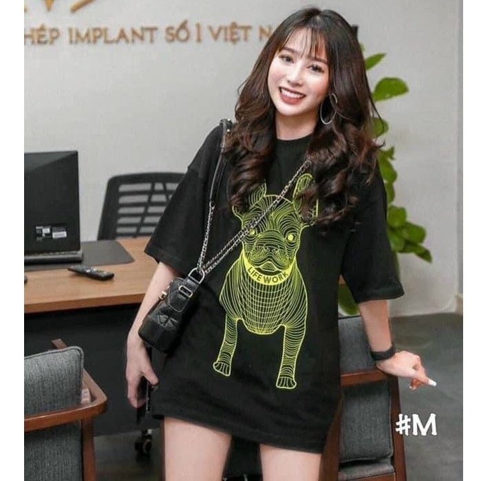 Áo Phông Nam Nữ, Áo Thun Tay Lỡ From freesize Rộng Chất Coton lạnh hình in con chó Cheese Store