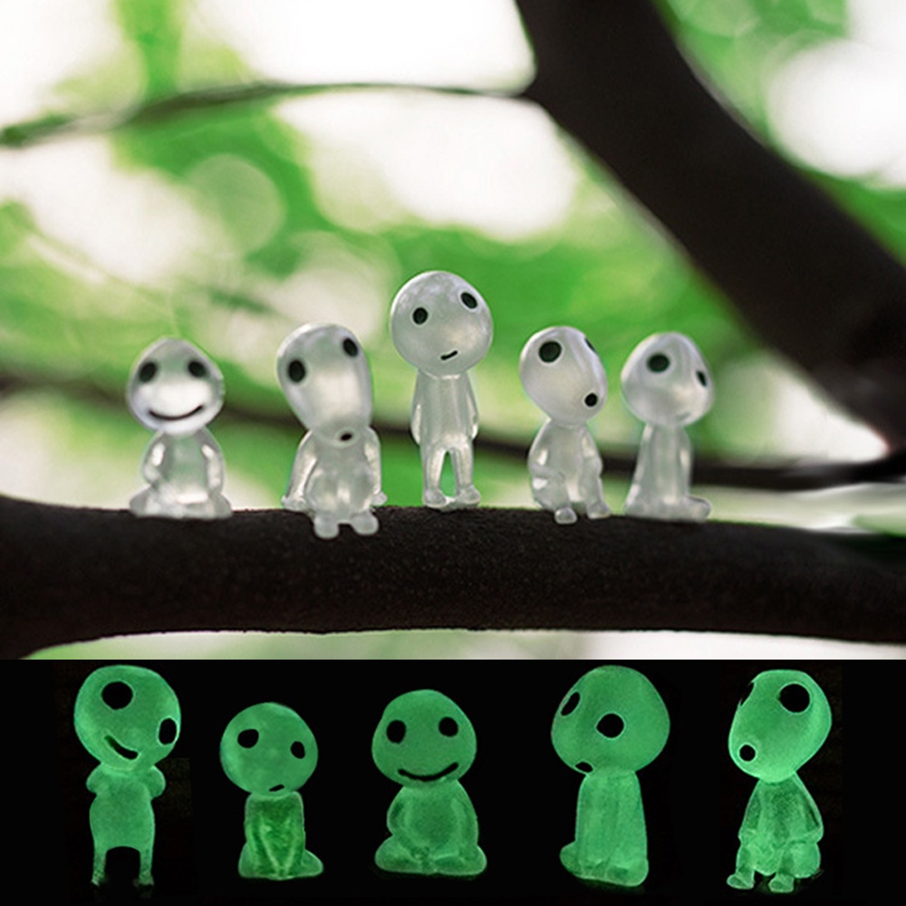 Tượng mini hình yêu tinh hoạt hình bằng nhựa resin phát sáng trong bóng tối trang trí tiện dụng diy